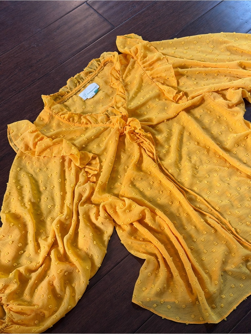 Anthropologie Mustard Yellow Ruffled Blouse